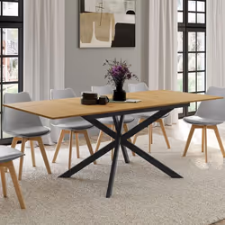 IDMARKET Table à manger extensible rectangle INES 6-10 personnes bois et noir 160-200 cm
