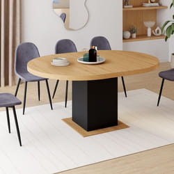 Table à manger ronde extensible - IDMARKET - EDEN - Bois et noir - 4-8 personnes - 120-160 cm