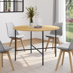 Table à manger ronde fixe - IDMARKET - DETROIT - Bois et noir - 4-6 personnes - 110 cm