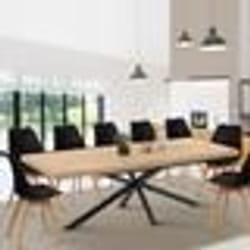 IDMARKET Table à manger extensible rectangle ALIX 8-12 personnes pied araignée bois et noir 200-240 cm