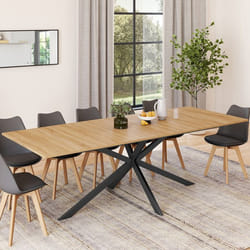 Table à manger rectangle extensible - IDMARKET - ALIX - Bois et noir - 8-12 personnes - 200-240 cm
