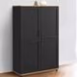 IDMARKET Buffet haut H. 125 cm VITO 4 portes noir et bois
