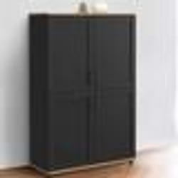 IDMARKET Buffet haut H. 125 cm VITO 4 portes noir et bois