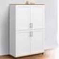 IDMARKET Buffet haut H. 125 cm VITO 4 portes blanc et bois