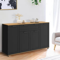 ID MARKET buffet VITO 4 portes et 1 tiroir 140 cm Contemporain bois et noir