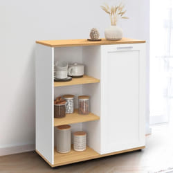 ID MARKET buffet dappoint VITO 3 étagères 70 cm Contemporain bois et blanc