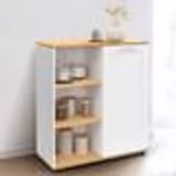 IDMARKET Buffet dappoint 70 cm VITO 3 étagères et placard blanc et plateau bois