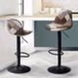 IDMARKET Lot de 2 tabourets de bar KARL design patchworks marron gris et beiges pied noir