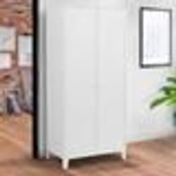 IDMARKET Armoire vestiaire penderie ESTER 2 portes métal blanc design industriel