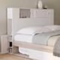 IDMARKET Tête de lit sur pied SALEM 145 cm avec rangements fermés et niches blanc