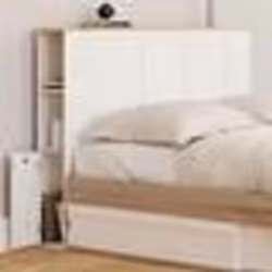IDMARKET Tête de lit sur pied VITO 145 cm avec rangements blanc et plateau bois