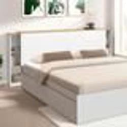 IDMARKET Tête de lit sur pied extensible avec chevets coulissants CATBA pour lit 140 et 160 cm blanc et façon bois