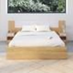 IDMARKET Tête de lit sur pied avec chevets modulables SAPA pour lit 140 160 ou 180 cm bois et blanc