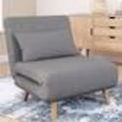 IDMARKET Fauteuil convertible ROMEO lit dappoint 1 place 80x190 cm tissu gris clair