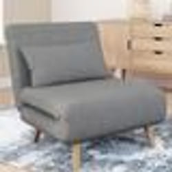 IDMARKET Fauteuil convertible ROMEO lit dappoint 1 place 80x190 cm tissu gris clair