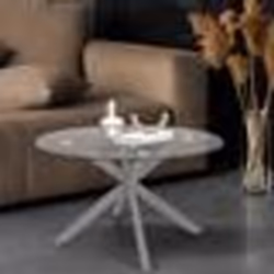 IDMARKET Table basse ronde ALIX pied araignée 70 cm plateau verre pied acier effet chromé