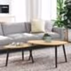 IDMARKET Lot de 2 tables basses gigognes GAIA bois et pieds noirs scandinave