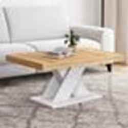 IDMARKET Table basse ALICIA plateau bois et pied X blanc