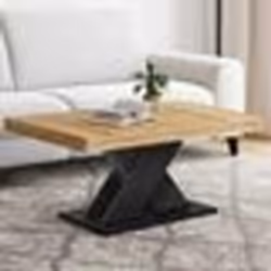 IDMARKET Table basse ALICIA plateau bois et pied X noir