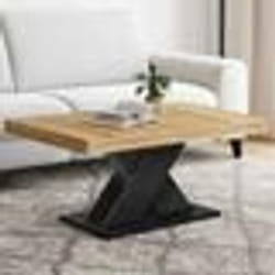IDMARKET Table basse ALICIA plateau bois et pied X noir