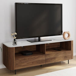 ID MARKET meuble tv MARLA 2 portes 140 cm bois foncé à poser