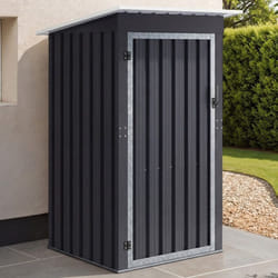 IDMARKET Abri de jardin gris en acier galvanisé 100 x 95 x 160 cm avec toit incliné 1 porte