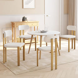 IDMARKET Lot de 4 chaises ESMA en métal effet bois et tissu bouclette pour salle à manger