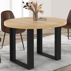 IDMARKET Table à manger fixe ronde PHOENIX 4 personnes bois et noir 110 cm