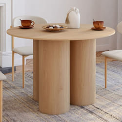 IDMARKET Table à manger ronde ELOISE pied central cylindrique 6 personnes hêtre 110 cm