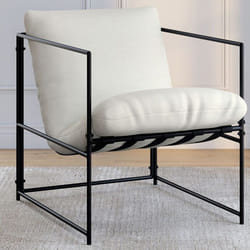 IDMARKET Fauteuil rembourré ULYSSE structure métal et coussin blanc