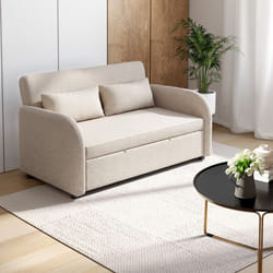 Canapé droit 2 places convertible NOAH en tissu beige