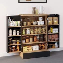 ID MARKET buffet 2 portes 90 cm Moderne bois et noir
