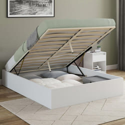 IDMARKET Lit coffre double SANDSIDE avec sommier 160 x 200 cm blanc