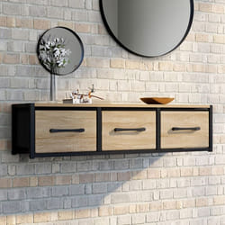 IDMARKET Étagère murale console dentrée UTAH 3 tiroirs design industriel