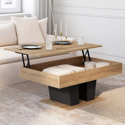 IDMARKET Table basse plateau relevable rectangulaire ELIAD bois et noir