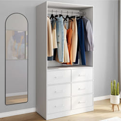 IDMARKET Dressing penderie L. 80 cm UPPAH avec 6 bacs en tissu blanc