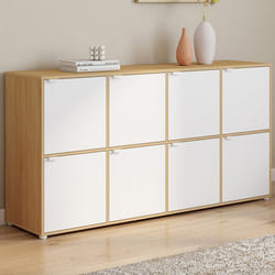 ID MARKET buffet 8 portes 139 cm Moderne bois et blanc