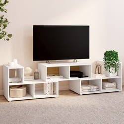 ID MARKET meuble tv LEONARD 205 cm blanc combiné modulable