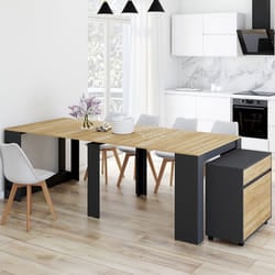 Table buffet extensible ORLANDO 10 personnes 235 cm bois noir et façon hêtre