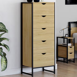 IDMARKET Chiffonnier 5 tiroirs DETROIT 45 cm commode semainier design industriel