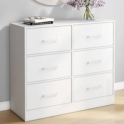 IDMARKET Commode 6 tiroirs en tissu UPPAH 80 cm meuble de rangement bois blanc