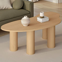 IDMARKET Table basse ORGANIQUE 100 cm bois effet hêtre