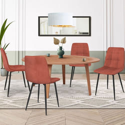 IDMARKET Lot de 4 chaises de salle à manger MILA en velours terracotta