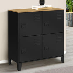 ID MARKET buffet dappoint 4 portes 70 cm Moderne bois et noir métal