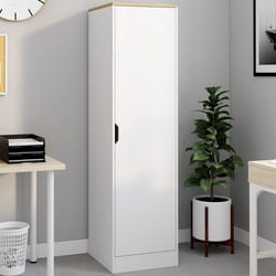 IDMARKET Armoire de rangement NOUK 1 porte avec étagères blanc et bois