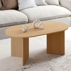 IDMARKET Table basse ovale MARTHE 110 cm bois façon hêtre