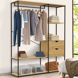 IDMARKET Dressing penderie avec étagères et 2 tiroirs L. 130 cm DETROIT design industriel