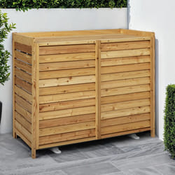 IDMARKET Cache climatiseur 95 x 50 x 80 cm bois naturel protection unité extérieure pour pompe à chaleur