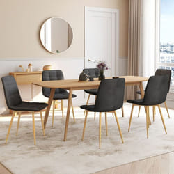 IDMARKET Lot de 6 chaises de salle à manger MILA en velours gris