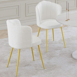 IDMARKET Lot de 2 chaises de salle à manger ADELAIDE en bouclette blanc